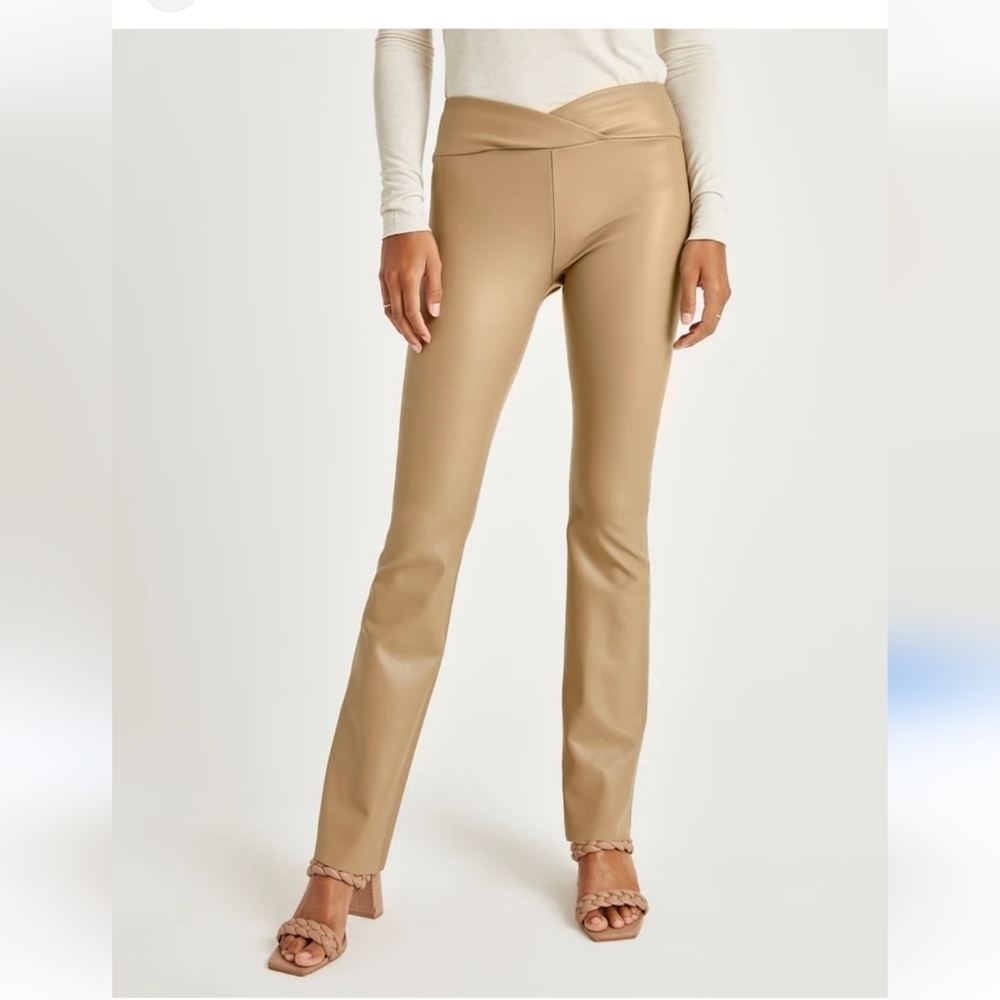 Splendid x Cella Jane Vegan Leather Flare Legging L Beige Festive Urban Hipster - Picture 2 of 6